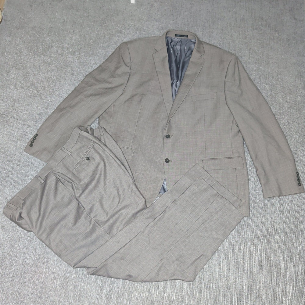 Calvin Klein Suit Mens 50R 44x30 Grey 100% Wool 2-Piece Blazer Pants